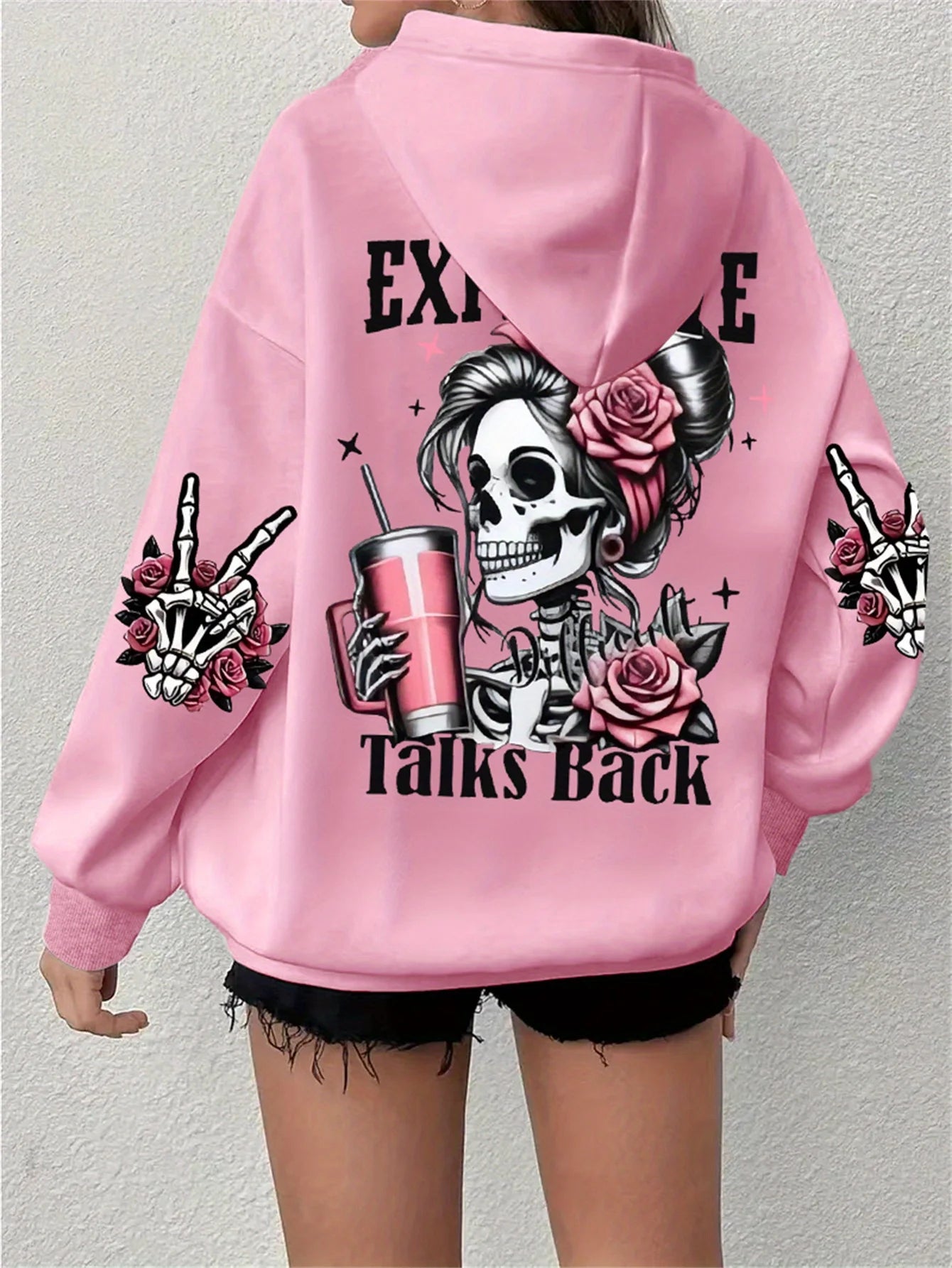 Women’s “Expensive Talks Back” Hoodie Pink Hoodie
