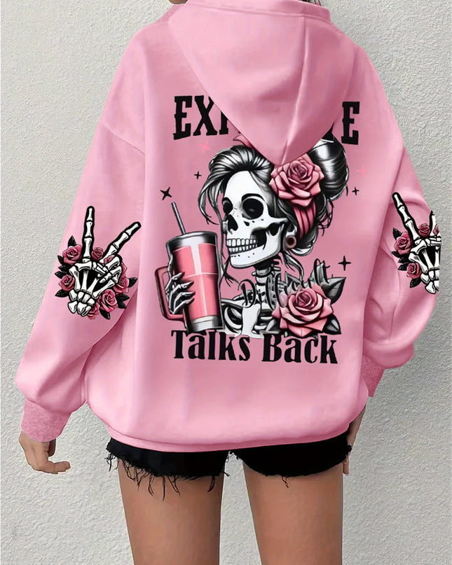 Women’s “Expensive Talks Back” Hoodie Pink Hoodie