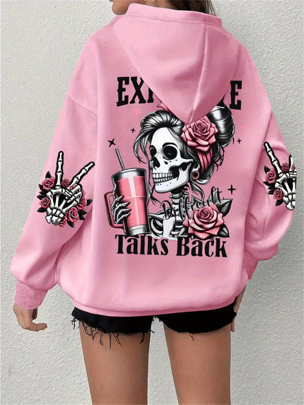Women’s “Expensive Talks Back” Hoodie Pink Hoodie