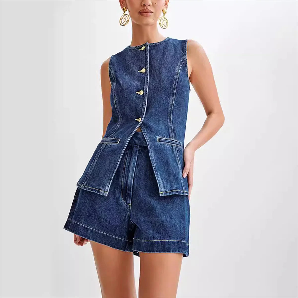 Elowen™ | Sleeveless Denim Set Set Women Set