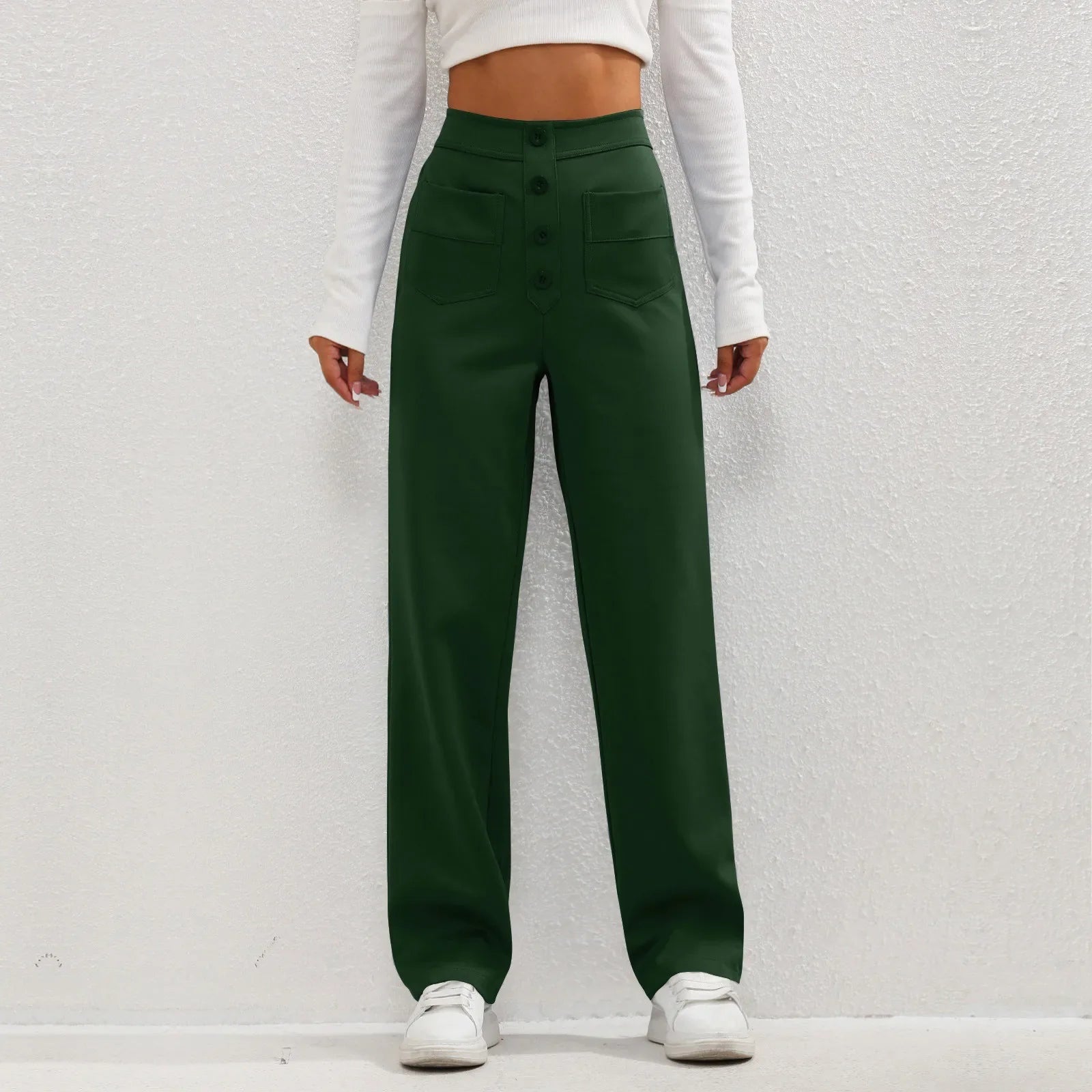 Brooklyn | Luxe High Waist Elastic Pants Green PANT