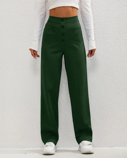 Brooklyn™ | Luxe High Waist Elastic Pants Green PANT