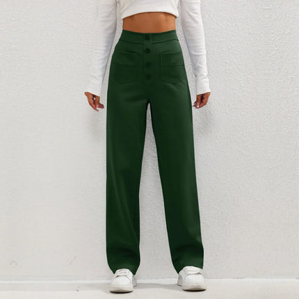 Brooklyn™ | Luxe High Waist Elastic Pants Green PANT