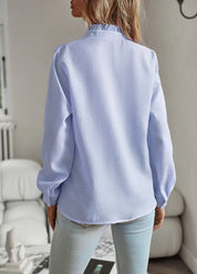 Nora I Elegant Office Frill with Stand-Up Collar Shirt Women Blouse