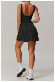 Sporty Pleated Dress – Built-In Shorts Activewear Two-Piece Sports Set