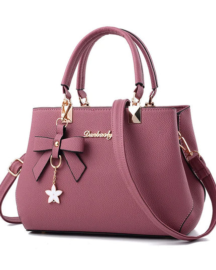 Elegant Women's Messenger Bag with Flower Pendant darkpink 28cmx11cmx19cm Shoulder Bags
