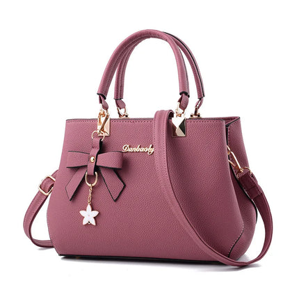 Elegant Women's Messenger Bag with Flower Pendant darkpink 28cmx11cmx19cm Shoulder Bags