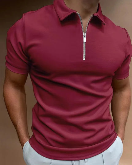 Dylan™ | Casual Zip-up Polo Shirt Red