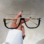 Vintage Oversized Square UV-400 Sunglasses – Trendy Gold Clear Sunglasses