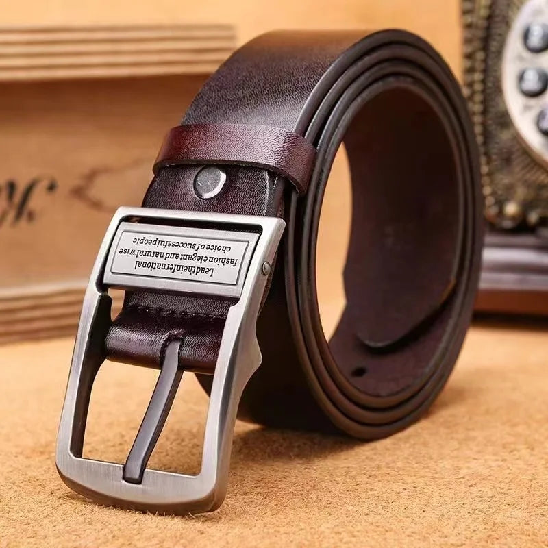 Premium Leather Men’s Belt – Stylish Pin Buckle YK-coffee Men's Accessories