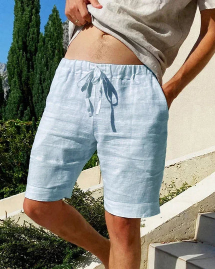 Men’s Cotton-Linen Breathable Street Shorts Blue Shorts