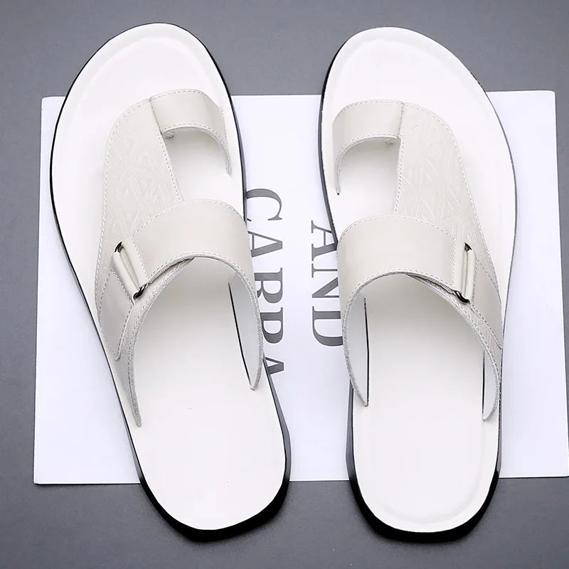 Ashmere Leather Sandals – Textured Premium Leather Slides Sandals
