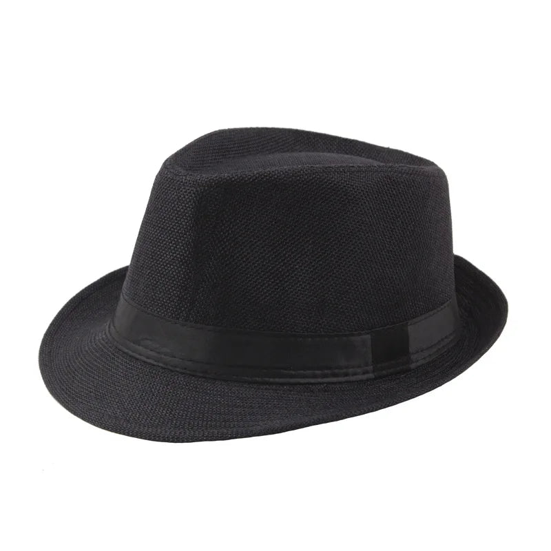 Stylish Wide-Brim Straw Hat for Summer Sun black Adult Hats