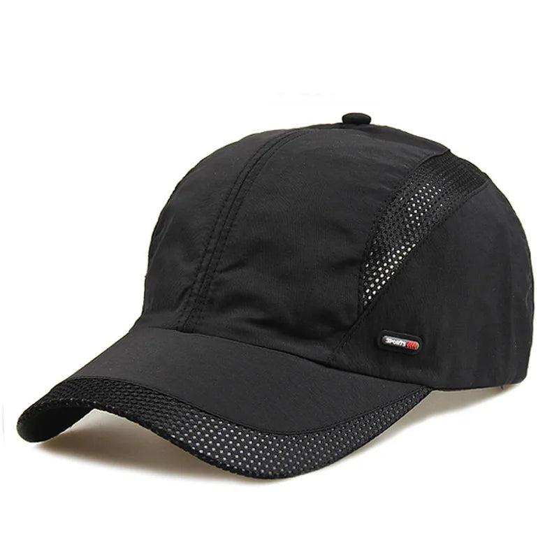 Quick‑Dry Mesh Sports Cap Dark Black 56-60cm Hats