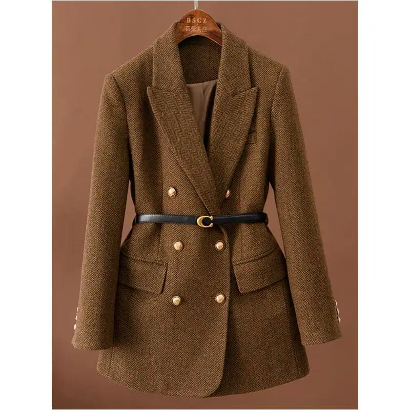 Vintage Wool Blazer with Belt - OKOHOKO™ FASHION