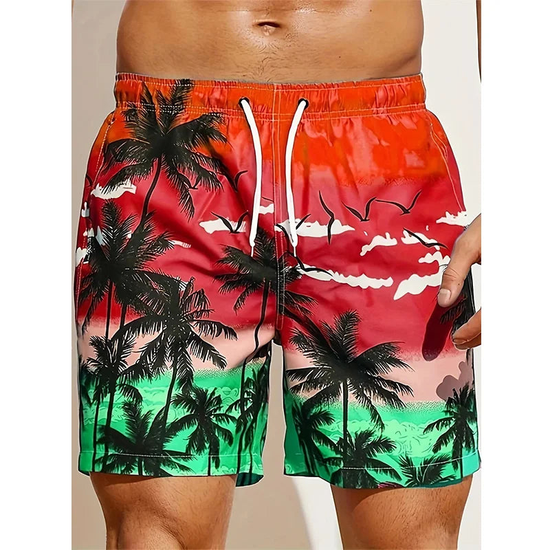 Men's 3D Coconut Tree Print Beach Shorts DK2024WF1544 Shorts