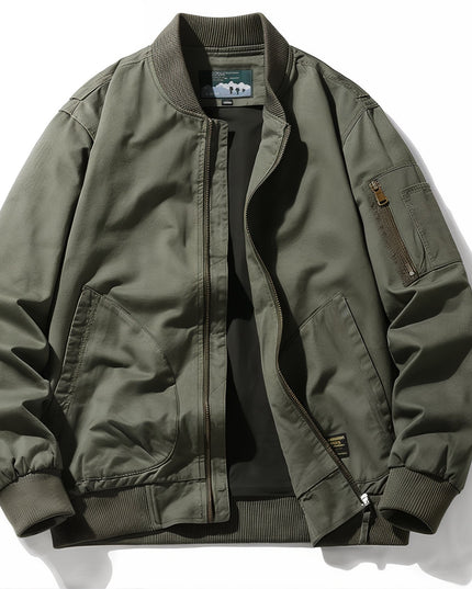 Collared Bomber Jacket Olive Men's Clothing