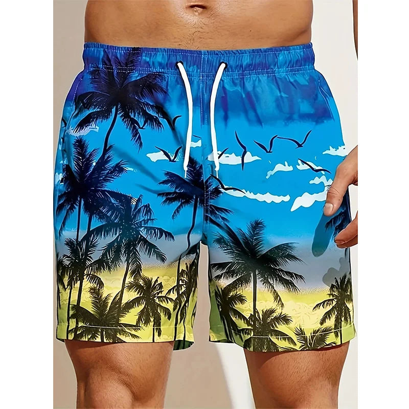 Men's 3D Coconut Tree Print Beach Shorts DK2024WF1540 Shorts