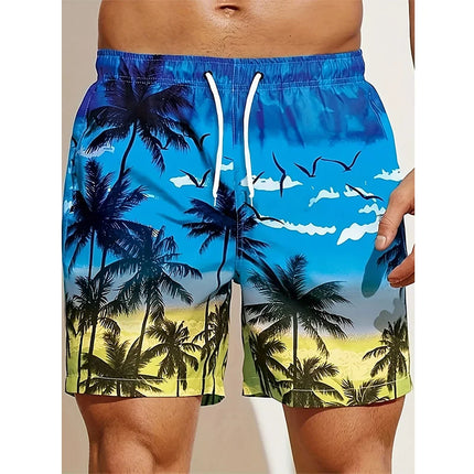 Men's 3D Coconut Tree Print Beach Shorts DK2024WF1540 Shorts