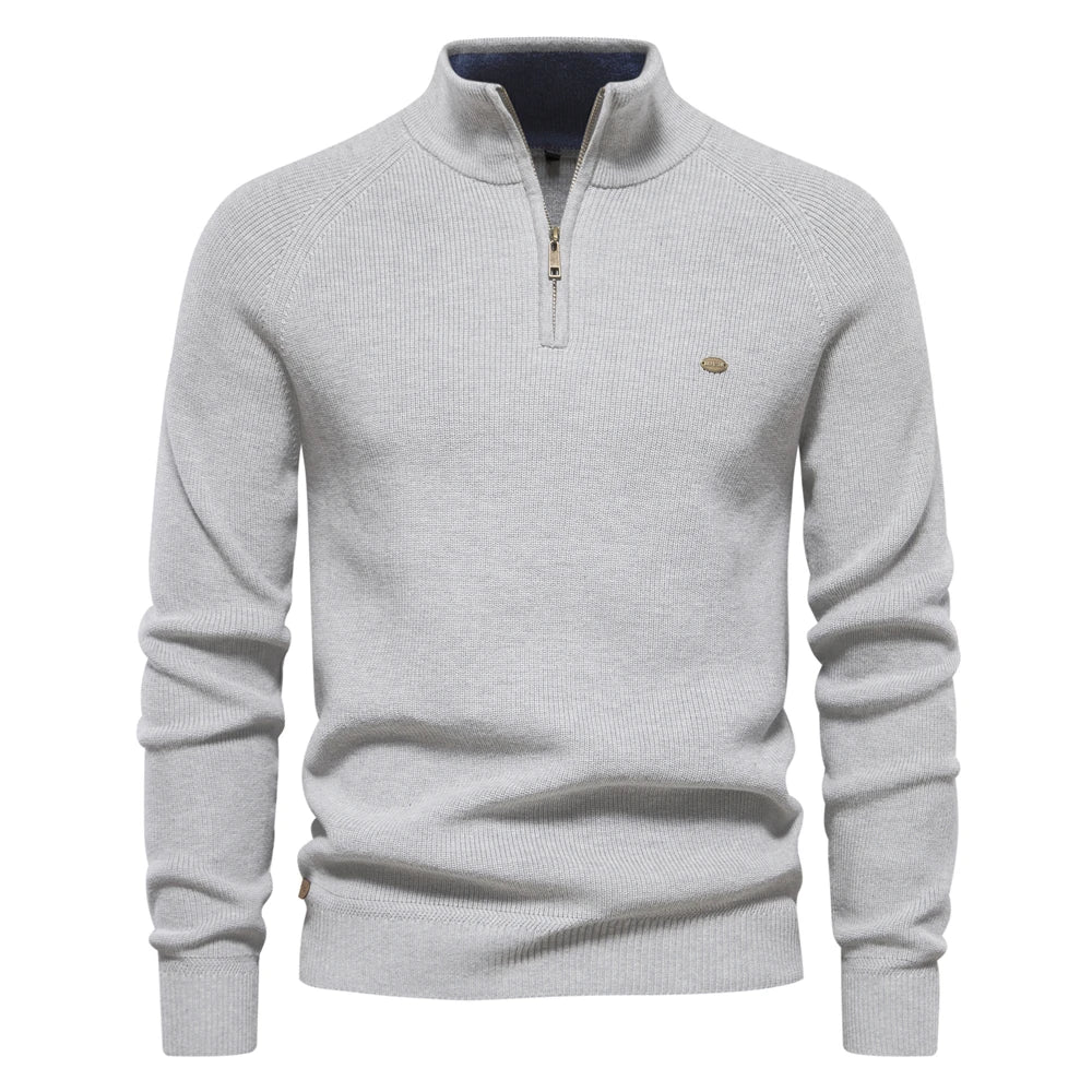 Max | Stylish Zip-Up Sweater Light Grey