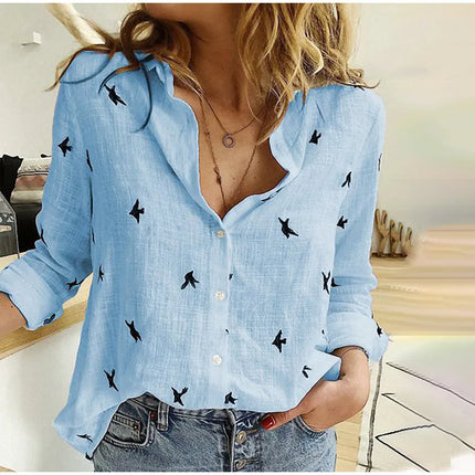 Lily | Women's Print Shirt Blue Bird