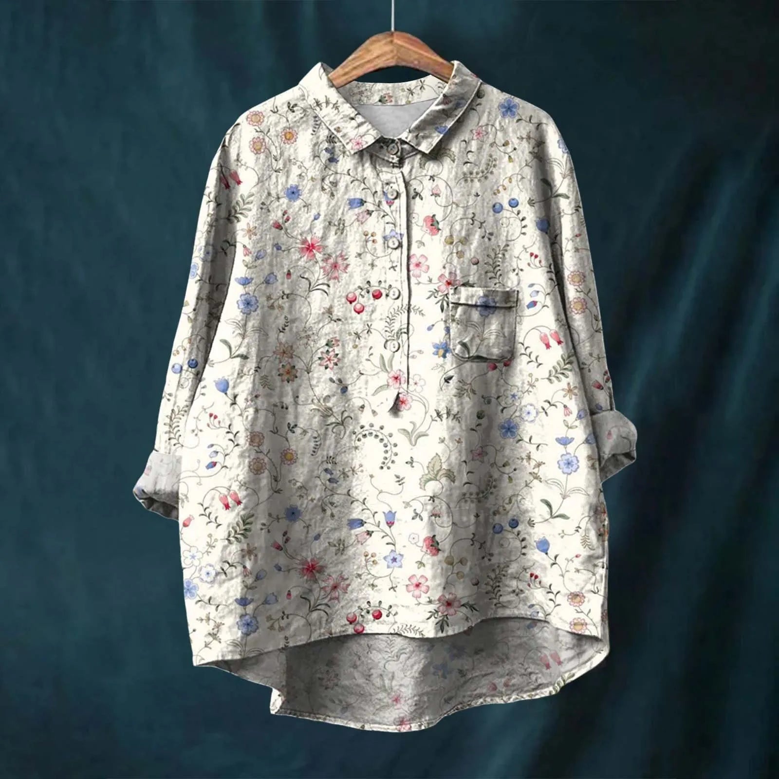 Liesa | Elegant Women's Floral Shirt Beige