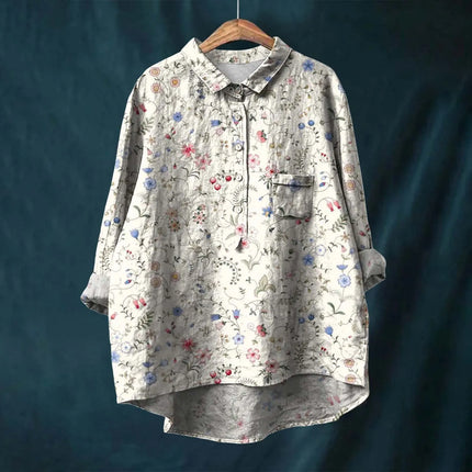 Liesa | Elegant Women's Floral Shirt Beige