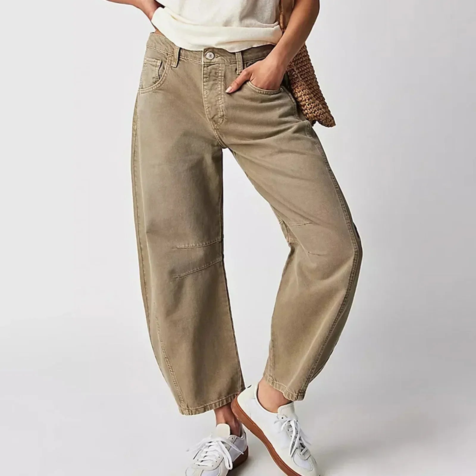 Margot | Wide-leg comfort jeans Beige Pants