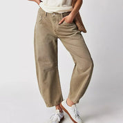Margot | Wide-leg comfort jeans Beige Pants