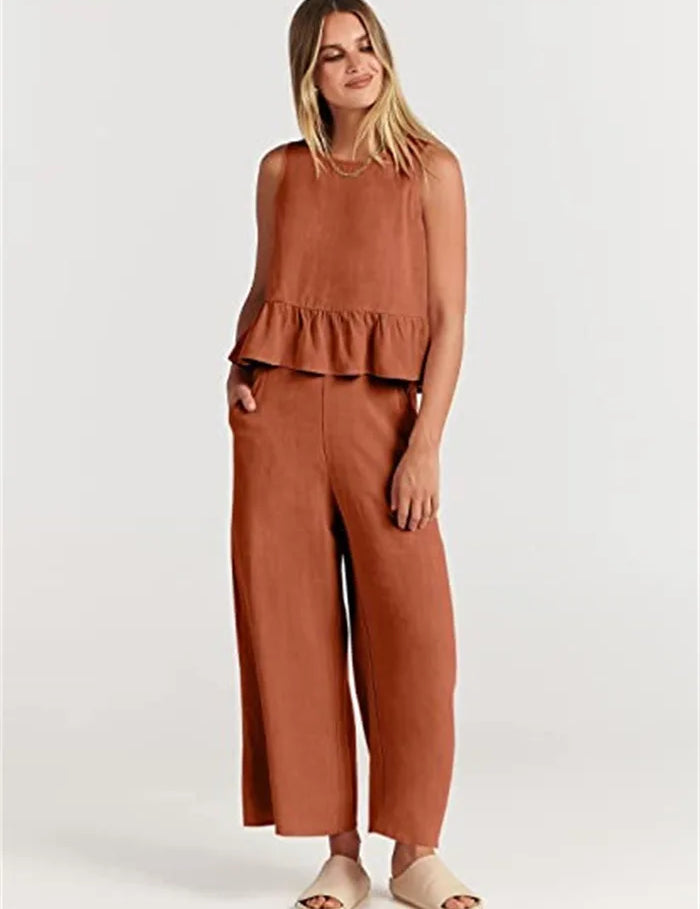 Amara™ | Casual Summer Co-ord Orange Two piece set