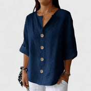 Cathlyn Elegant Women's Blouse Navy Blue Blouse