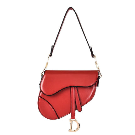 Sophia Women's PU Leather Saddle Shoulder Bag Red Handbags