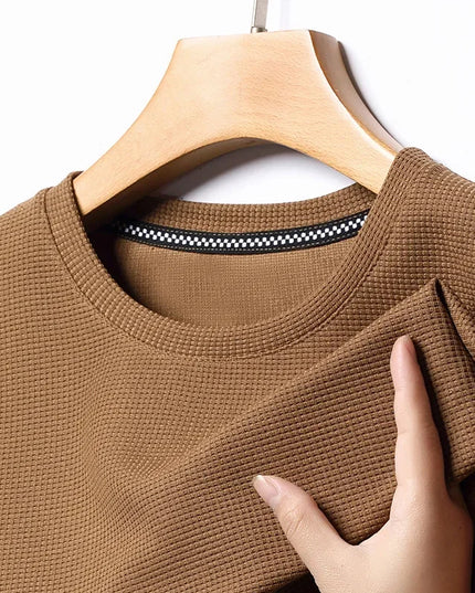 Men’s Summer Waffle Knit Round Neck T-Shirt – Lightweight Casual Tee Men T-Shirts