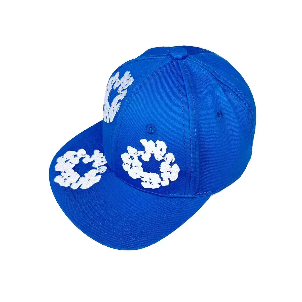 Unisex Denim Tears Kapok Embroidered Baseball Cap – Flat Brim Adjustable Sun Hat Light Blue One Size Fits All Hats