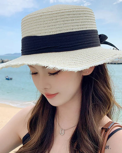 Korean Wide Brim Straw Hat for Women Summer Sun Protection Hats