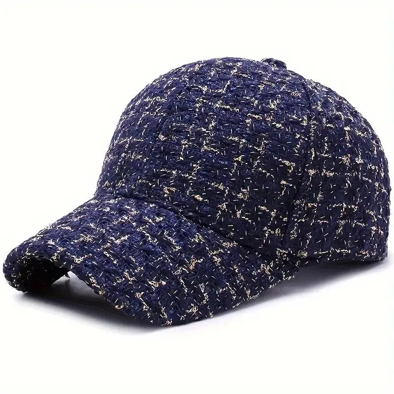 Boucle Knit Cap Navy Blue Caps