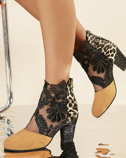 Heloise™ | Elegant Lacy High Heels Mesh Boots Shoes & Sandals