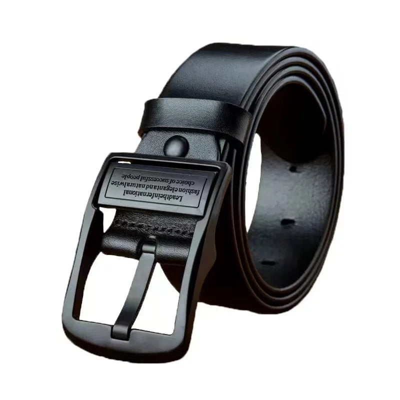 Premium Leather Men’s Belt – Stylish Pin Buckle HK-black Men's Accessories
