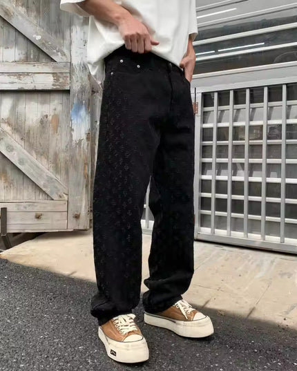 Premium Jacquard Denim Jeans Black Pants