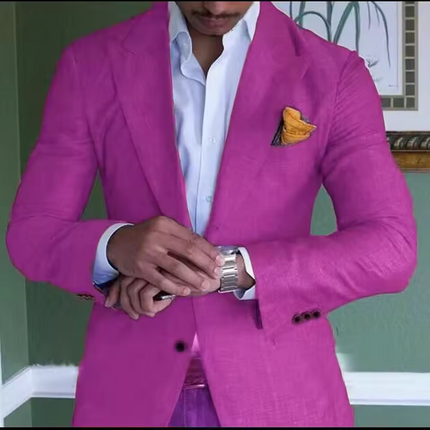Men's Stylish Linen Blazer Fuchsia Blazer