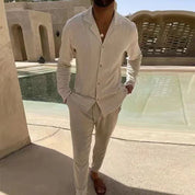 Kai™ | Casual Two Piece Set for Men Beige Two piece set