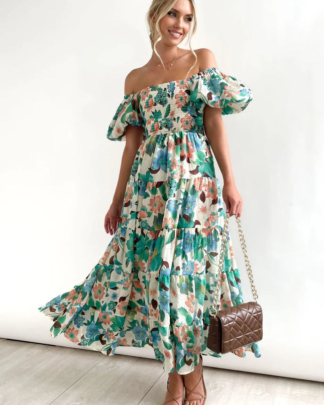 Marguerite | Floral Dress with Tummy Coverage Green Dresses