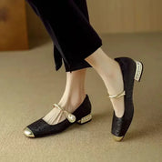 Verona Pearl Pumps – Silk-Textured Low Heels Women Shoes