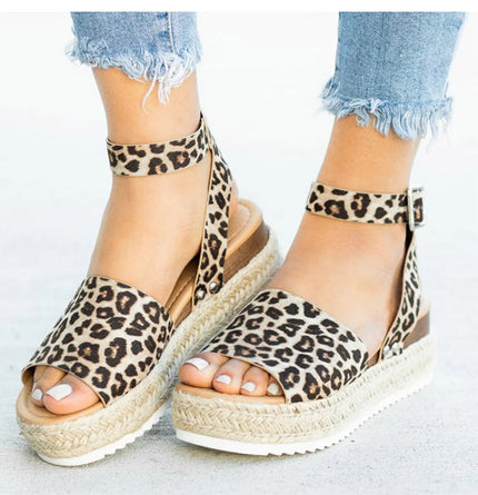 Comfortable Wedge Sandals Leopard Wedge Sandals