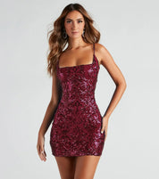 Marilyn | Sequin Mini Dress Wine red Dresses