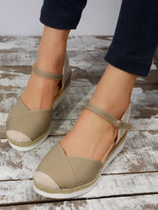 Courtney | Women's Closed Toe Wedge Sandals Khaki Shoes & Sandals