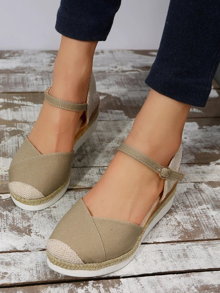 Courtney | Women's Closed Toe Wedge Sandals Khaki Shoes & Sandals