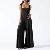Women's High‑Waist Wide‑Leg Sleeveless Jumpsuit black Jumpsuit