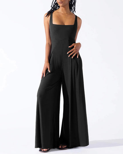Women's High‑Waist Wide‑Leg Sleeveless Jumpsuit black Jumpsuit
