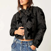 Print O-Neck Single-Breasted Jacket Jacket